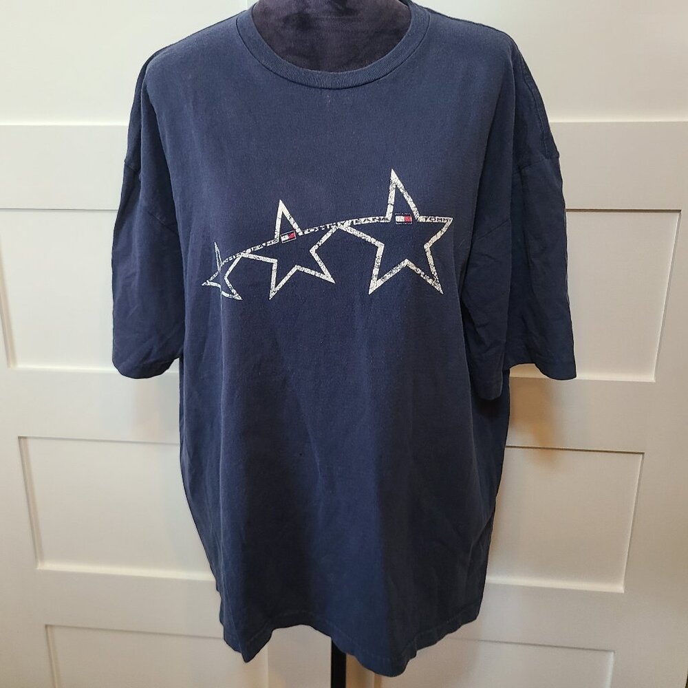 Tommy Jeans Star Graphic Tee – Size L – Navy – 100% Cotton